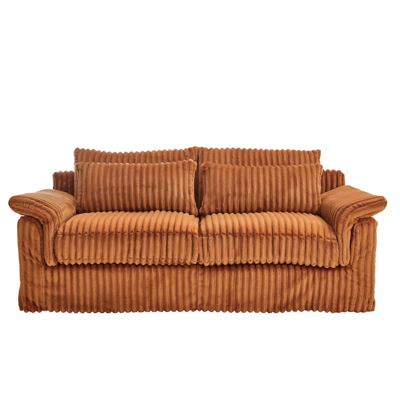 Modern Corduroy Loveseat Sofa Deep Seat Cloud Couches with Pillow Top Arms, Removable and Washable Cushion Covers