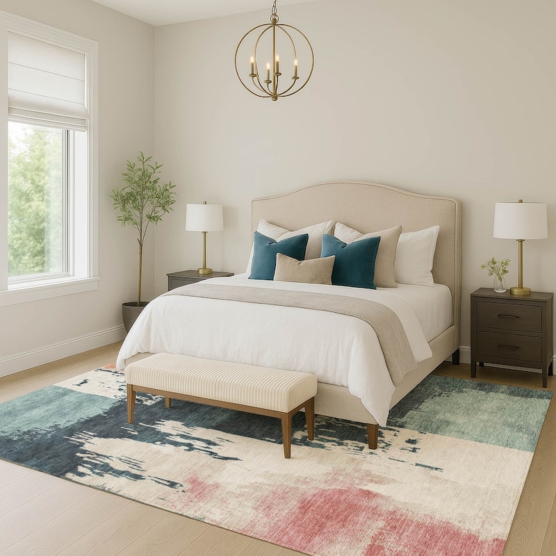 Machine Washable Indoor/ Outdoor Contemporary Fusion Chantille Rug