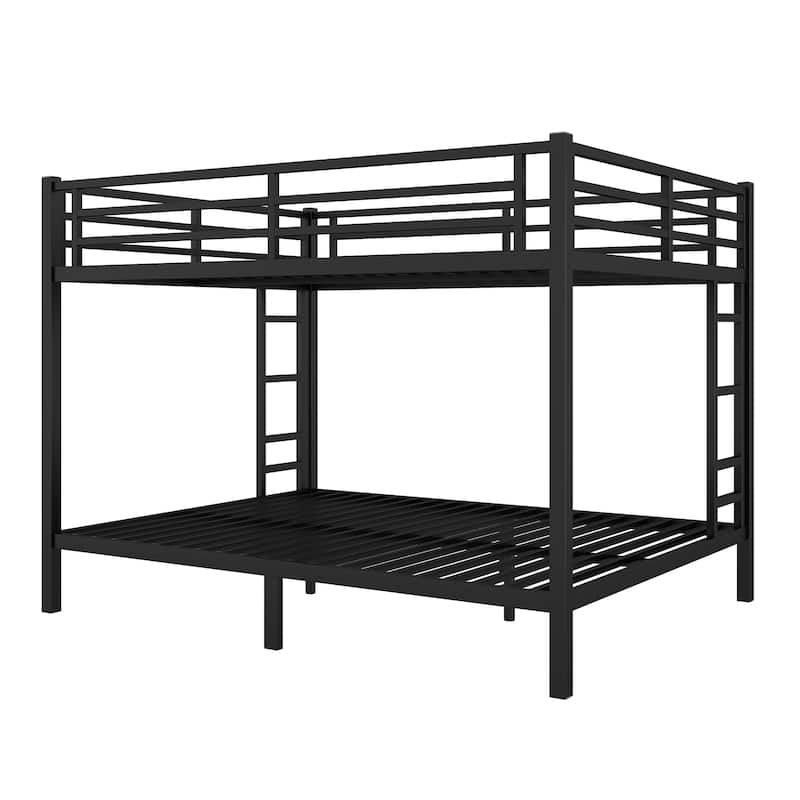 Metal Queen over Queen Bunk Bed for Teens and Adults,Space-Saving/Noise Reduced/No Box Spring Needed, Black
