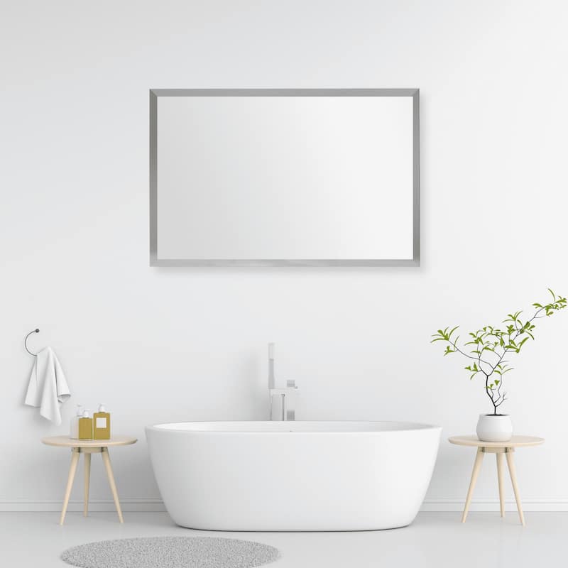 Frame My Mirror Satin Nickel Framed Mirror, Ellis Design