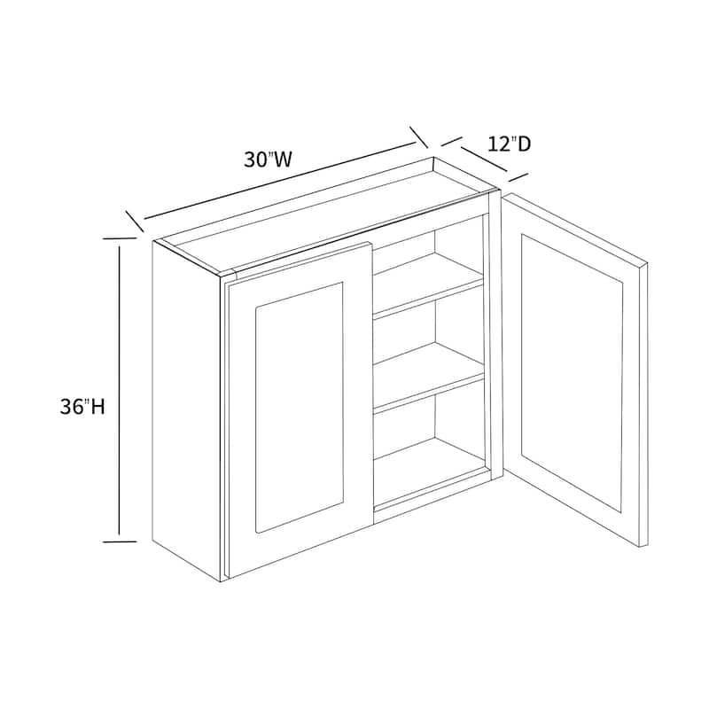 Grey Shaker Wall Cabinet - Ready to Assemble, for Kitchen and Bathroom Storage