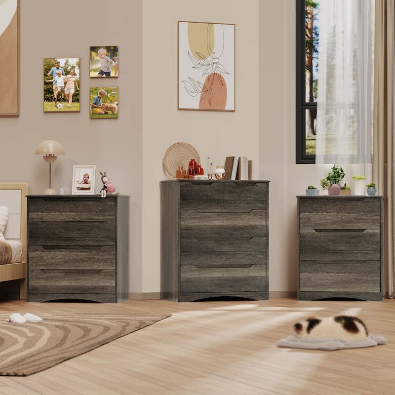 37 “ Tall Modern 5 Drawer Chest of Drawers Dresser Organizer, Vertical Clothes Storage Hanging Cabinet for Hallway, Bedroom