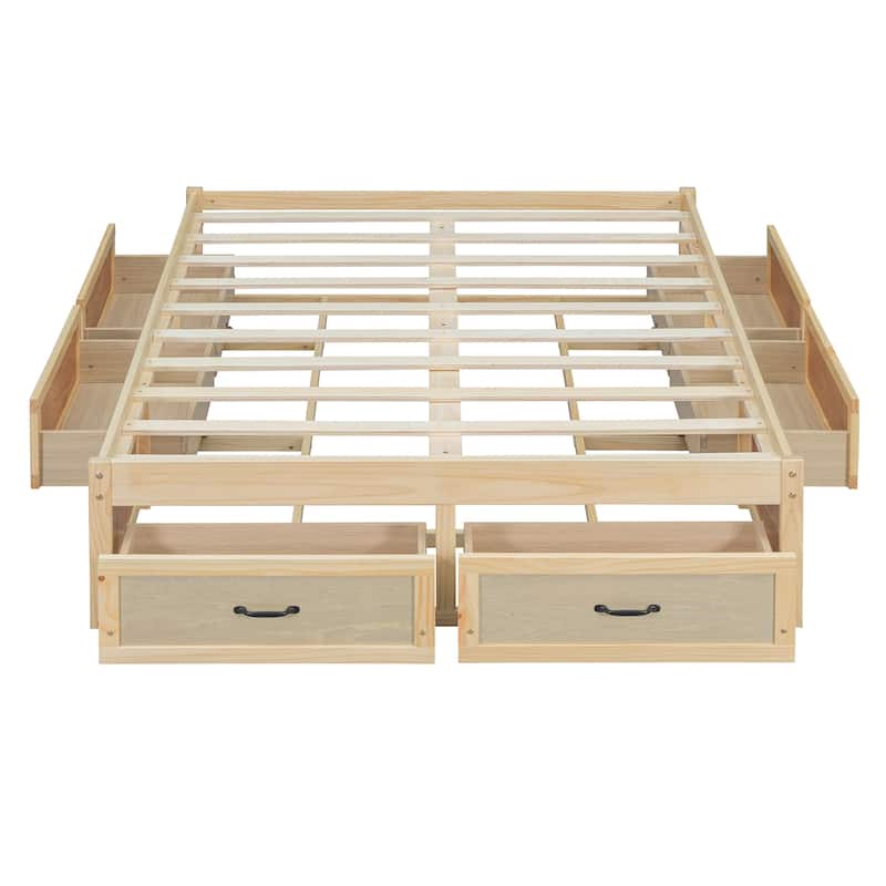 Full Size MDF Platform Bed with 6 Storage Drawers and Minimalist Design