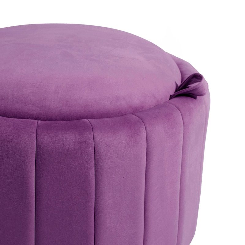 29" Modern Velvet Round Storage Ottoman