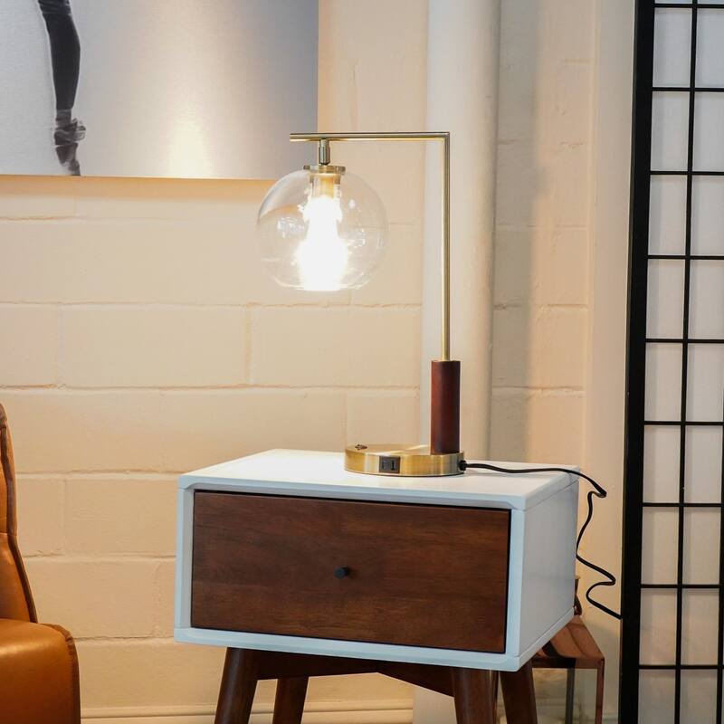 Modern Classic Desk Lamp Living Room Bedroom Table Light, Easy Assembly Table Lamp, Right Angle Glass Table Lamp - Bronze 110V