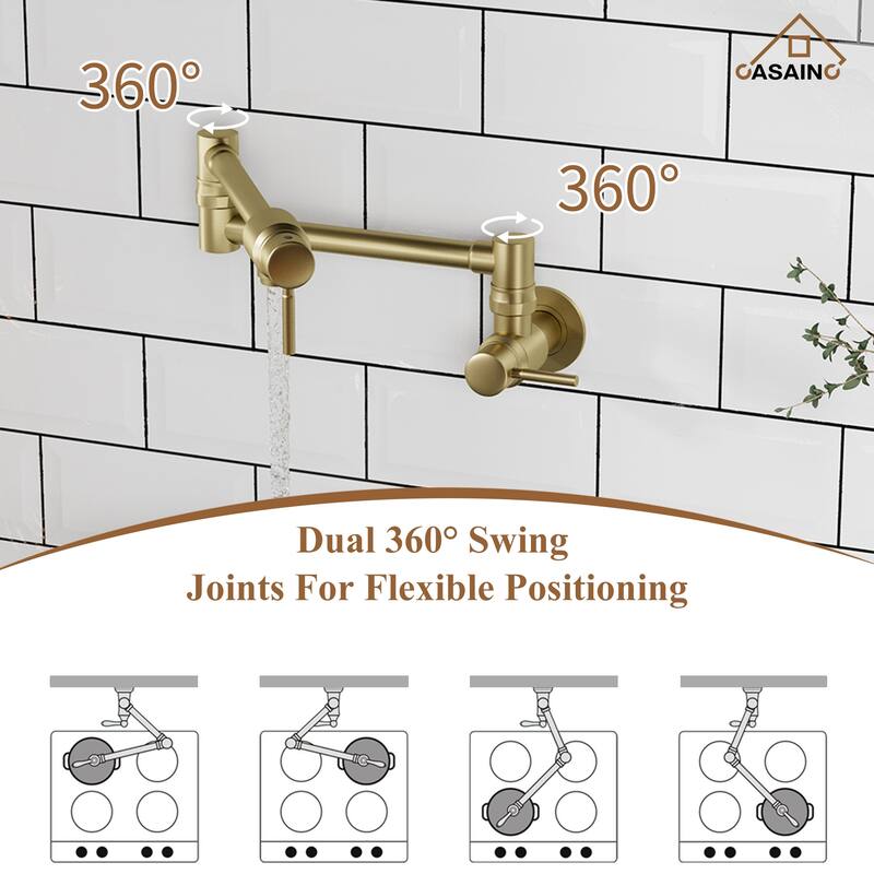 1.8 GPM Wall Mounted Mount Pot Filler Kitchen Faucet
