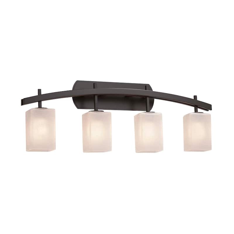 Justice Design Fusion Archway 4-light Dark Bronze Bath Bar, Frosted Crackle Square w/ Flat Rim Shade