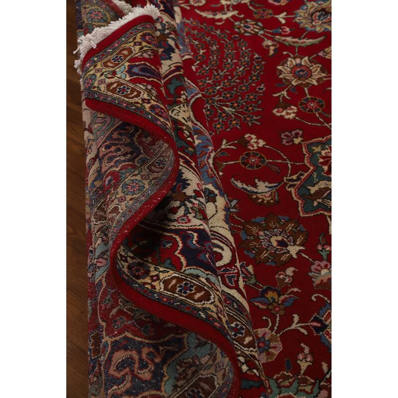 Hand Knotted Oriental 100% Wool Carpet Traditional Floral Red Tabriz Area Rug - 16' 10'' X 10' 0''