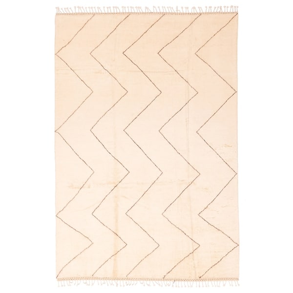 slide 2 of 9, ECARPETGALLERY Hand-knotted Pak Finest Marrakesh Cream Wool Rug - 6'10 x 9'10