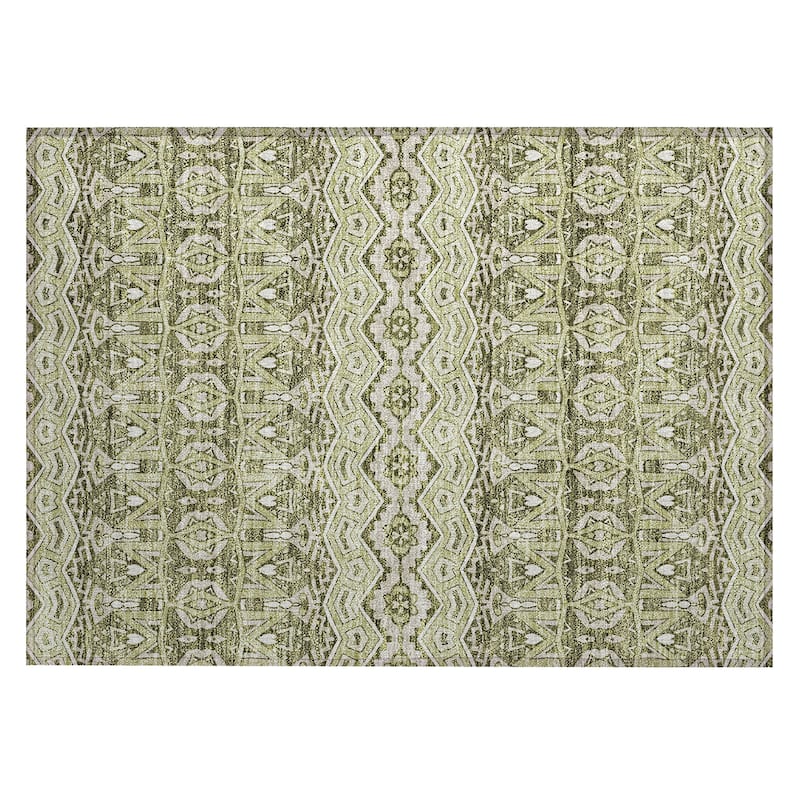 Machine Washable Indoor/ Outdoor Chantille Mosaic Global Rug