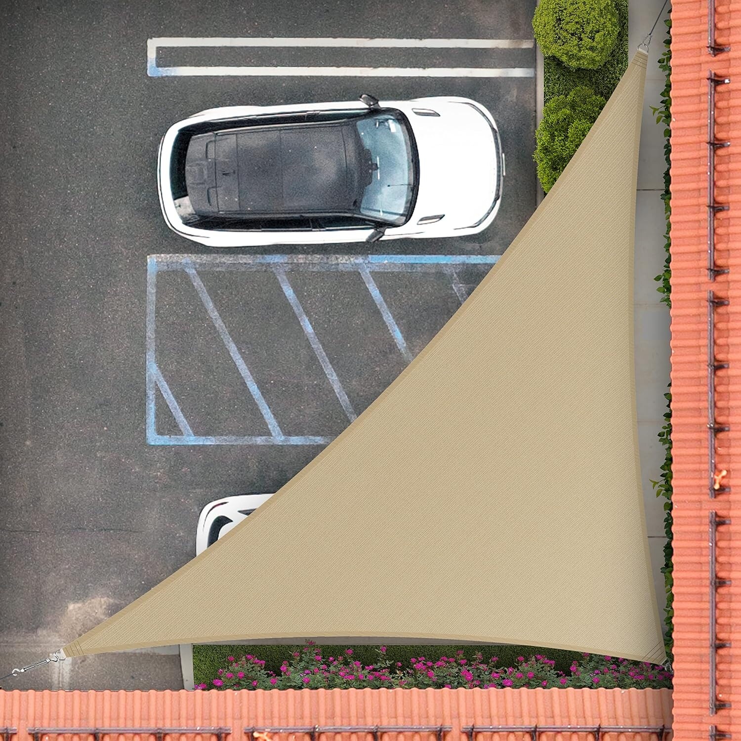 14' x 15' x 20.5' Sand Beige Right Triangle Sun Shade Sail, UPF50+ 95% UV Block, Heavy Duty 200GSM, 3-Year Warranty