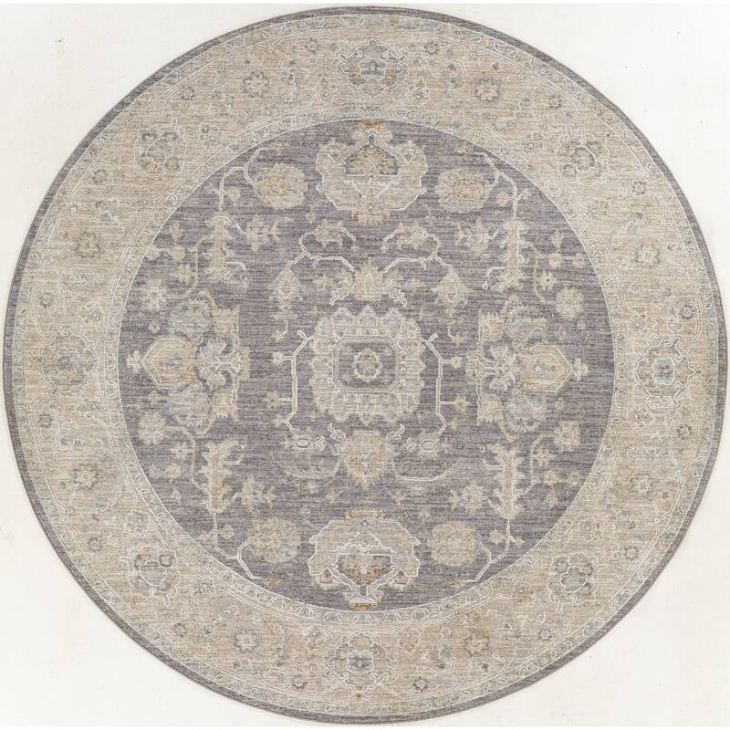 Livabliss Avant Garde Traditional Area Rug - 6'7" x 6'7" Round - Denim - Round