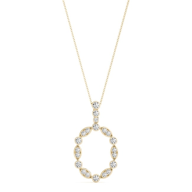 14KT Gold 0.50 CT Circle of Life Round Cut Diamond Pendant Necklace Amcor Design