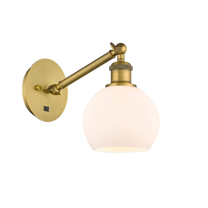 Innovations Lighting 317-1W-12-6 Athens Sconce Athens 12" Tall Wall - Brushed Brass / Matte White