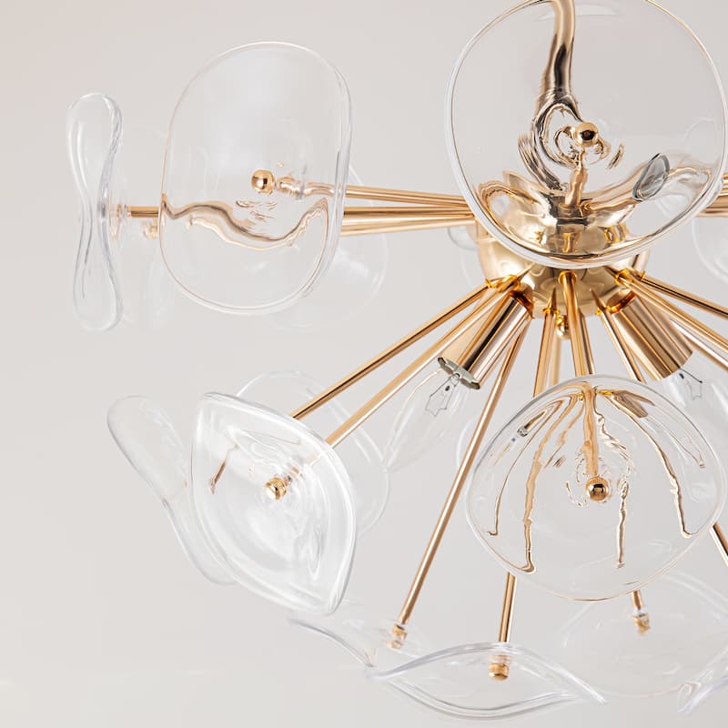 Arvill 4-Lights Modern Firework Starburst Glass Semi-Flush Mount in Gold - 22.8 - Rose Gold