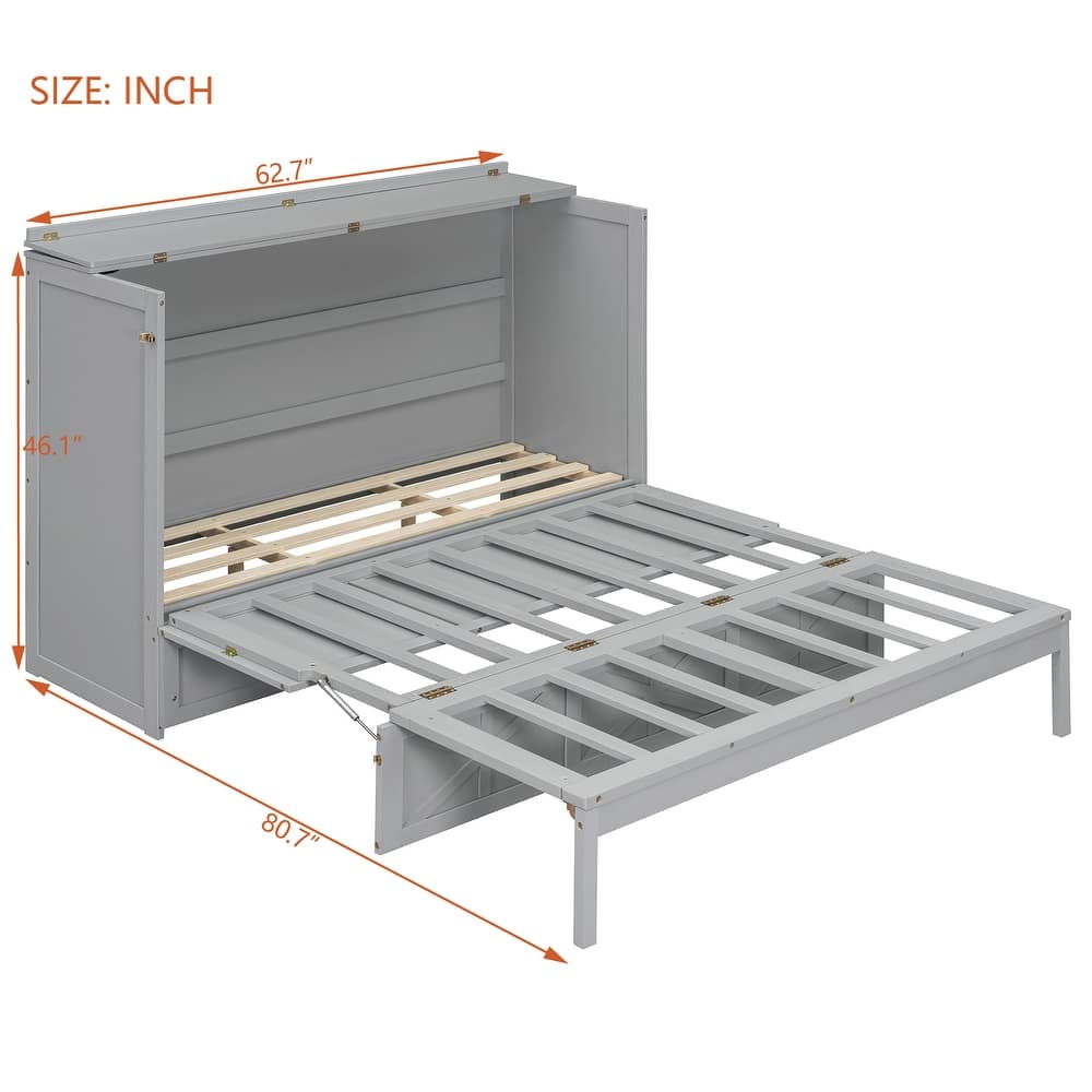Queen Murphy Bed with Storage Drawers & USB Charging