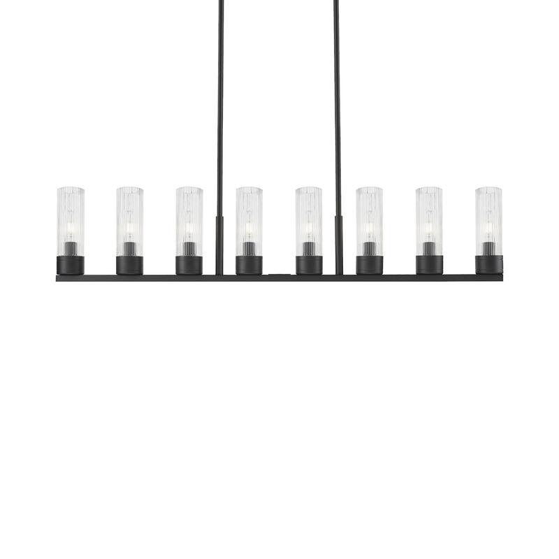 Innovations Lighting 617-8I-11-48 Boreas Linear Boreas 8 Light 48" - Matte Black / Striped Clear