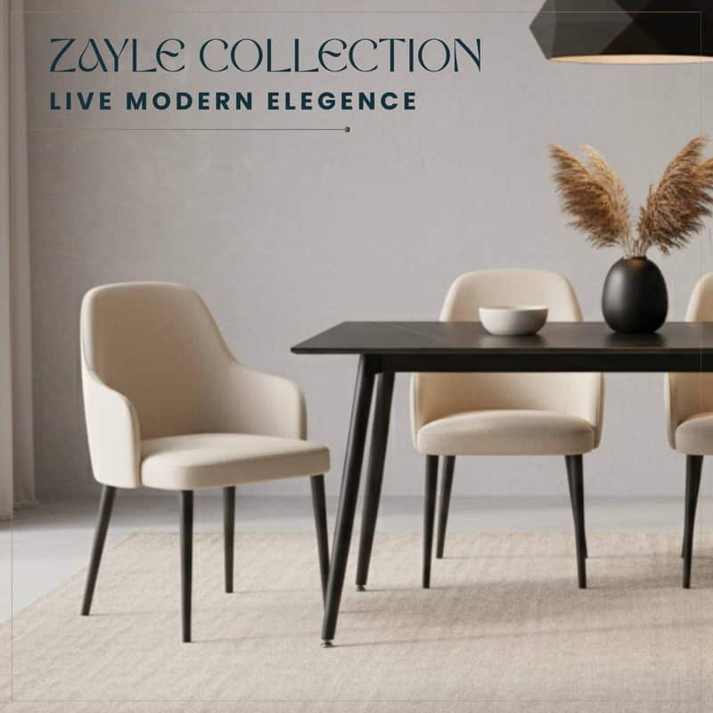 Zayle Rectangular Dining Table with Glass/Sintered Stone Tabletop in Steel
