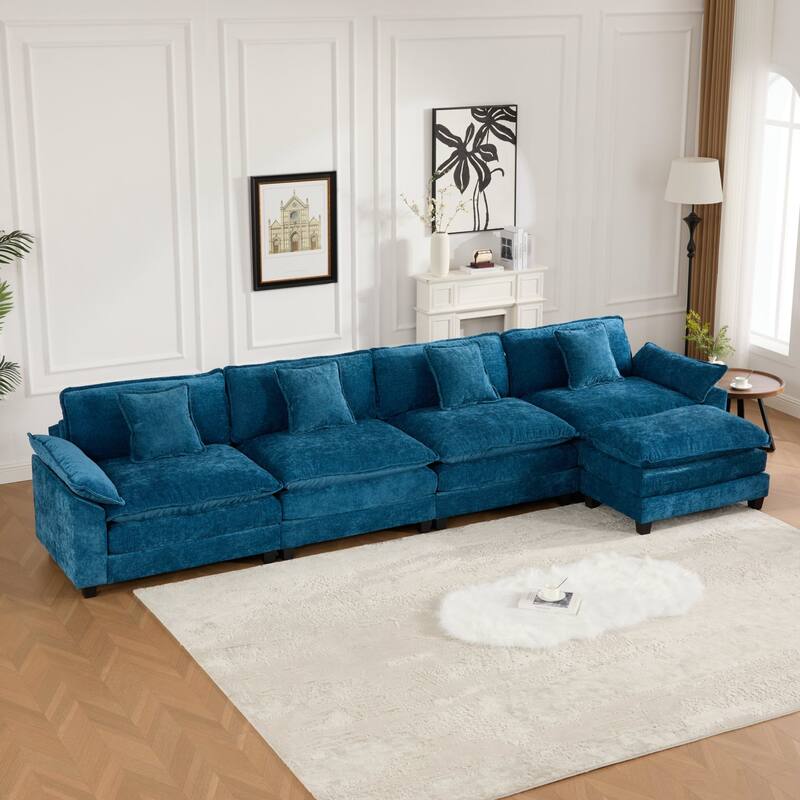 GDF Studio - Sandy Comfort Modern Upholstered Sectional Sofa with Double-Layer Chenille Cushions