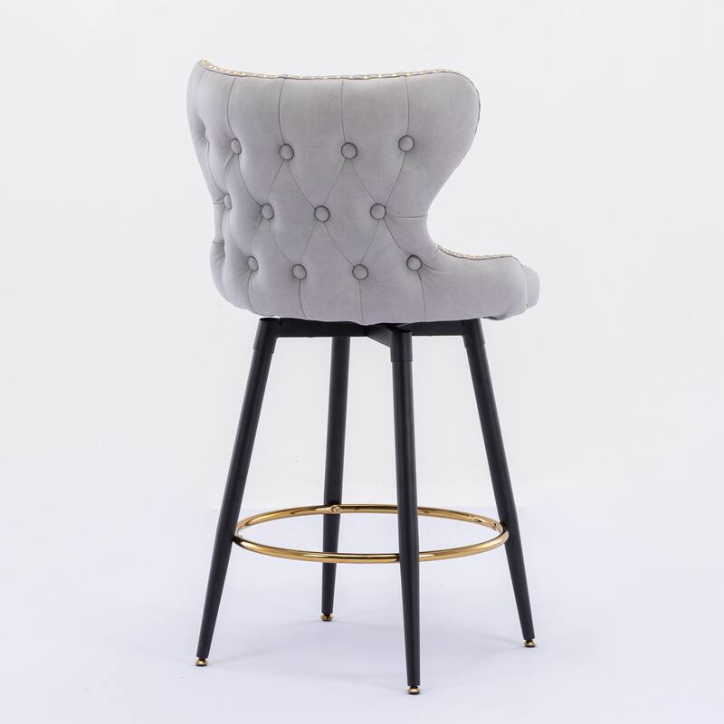 2 Leathaire Fabric bar chairs,180° Swivel Bar Stool Chair Metal Legs
