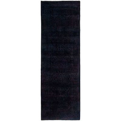 Overdyed One-of-a-Kind Hand-Knotted Area Rug - Black - 2' 7" x 7' 10"