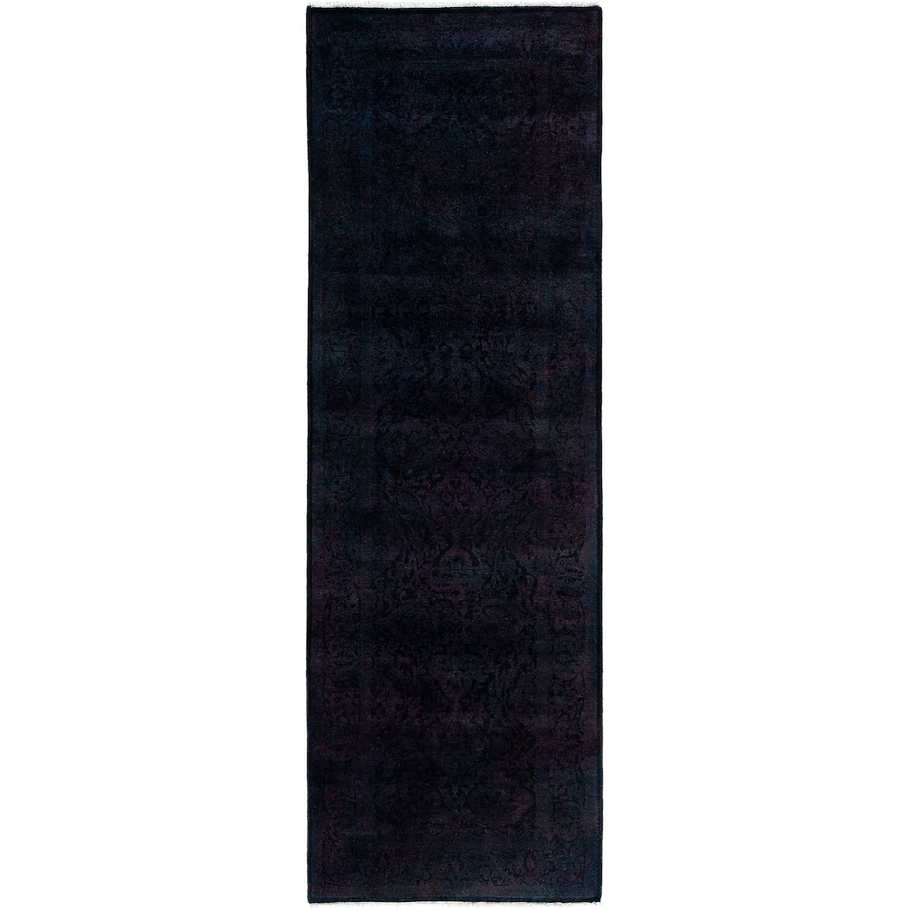 Overdyed One-of-a-Kind Hand-Knotted Area Rug - Black - 2' 7" x 7' 10"