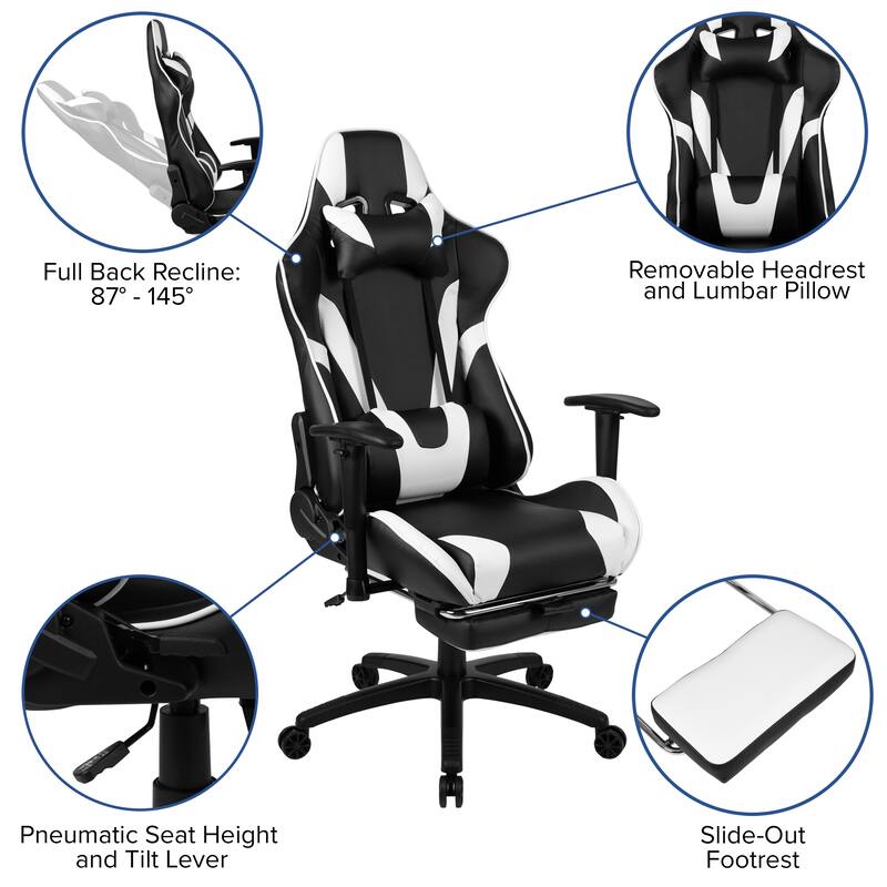 Desk Bundle - Gaming Desk, Cup Holder, Headphone Hook and Reclining Chair