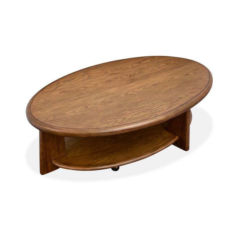 Magnussen Home Tanner Tawny Brown Oval Cocktail Table with Casters - 30''W x 50''D x 16.5''H