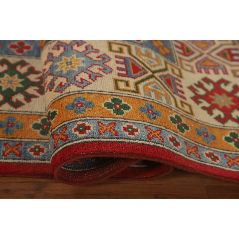 Geometric Kazak Oriental Area Rug Handmade Dining Room Wool Carpet - 8'1" x 10'3"