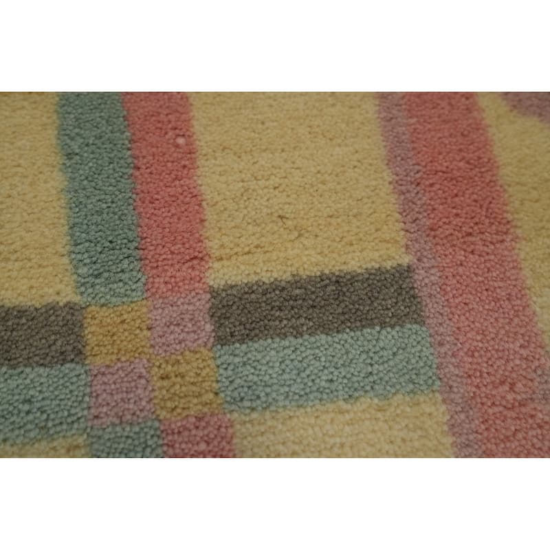 Hand-knotted Tribal Wool Yellow Geometric Oriental Area Rug - 8' 10'' X 5' 10''