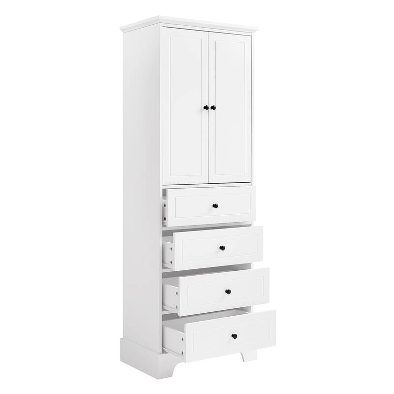 GDFStudio - Evelyn Tall Storage Cabinet with Drawers and Adjustable Shelving for Multi-Room Organization