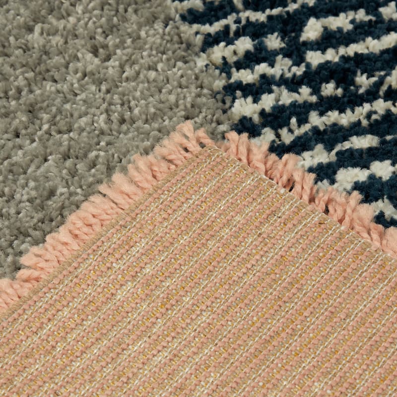 Merril Mid-century Modern Color Block Shag Area Rug