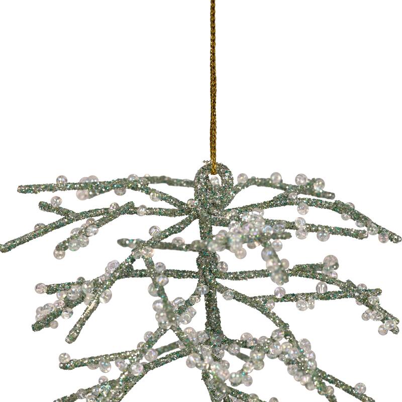 3-D Glittered Wire Pine Cone Christmas Ornament - 4.75" - Green