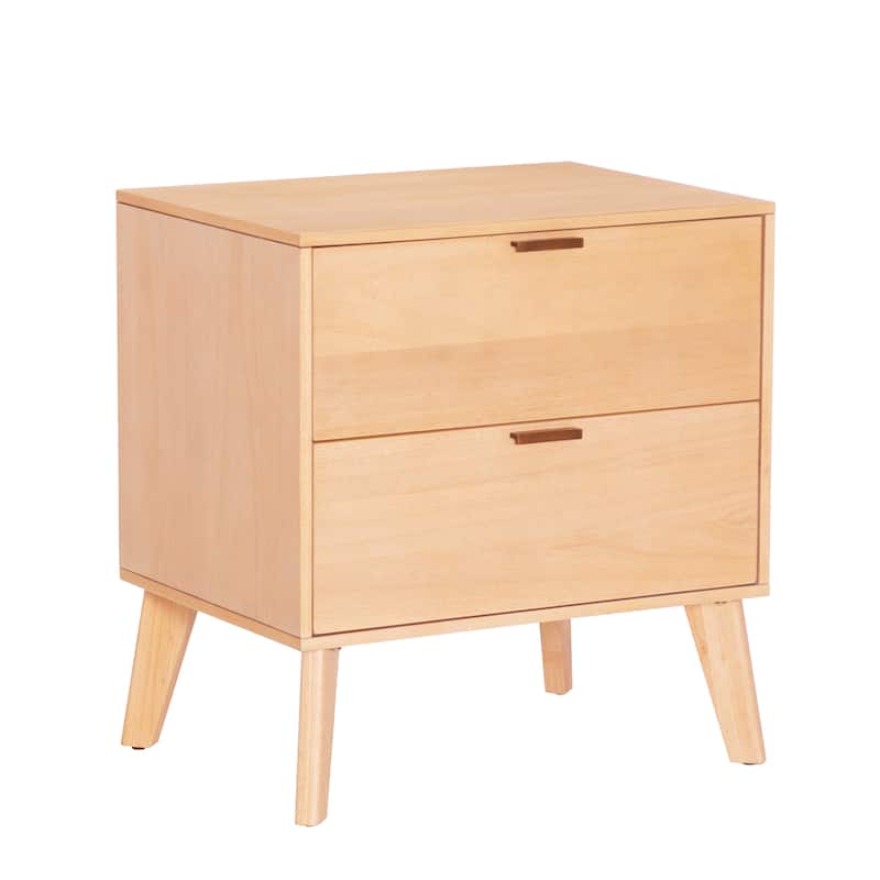 Carter Wooden 2-Drawer Mid Century Nightstand