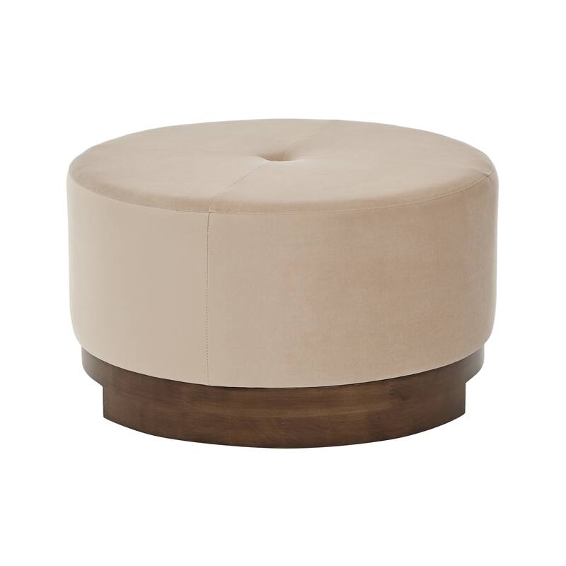 Christopher Knight Home - Monroe Modern Upholstered Ottoman/ Foot Stool with Wooden Base Round