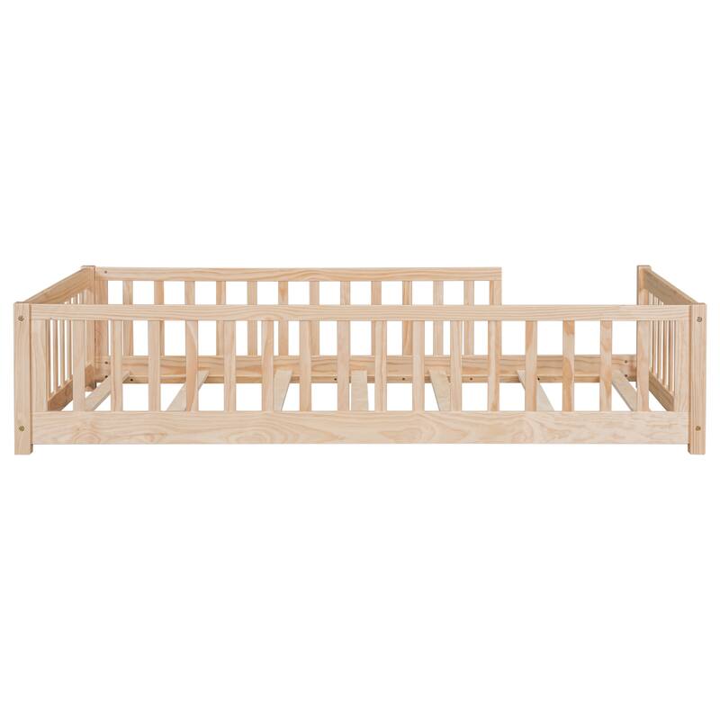 Twin Floor Platform Bed with Fence without Door