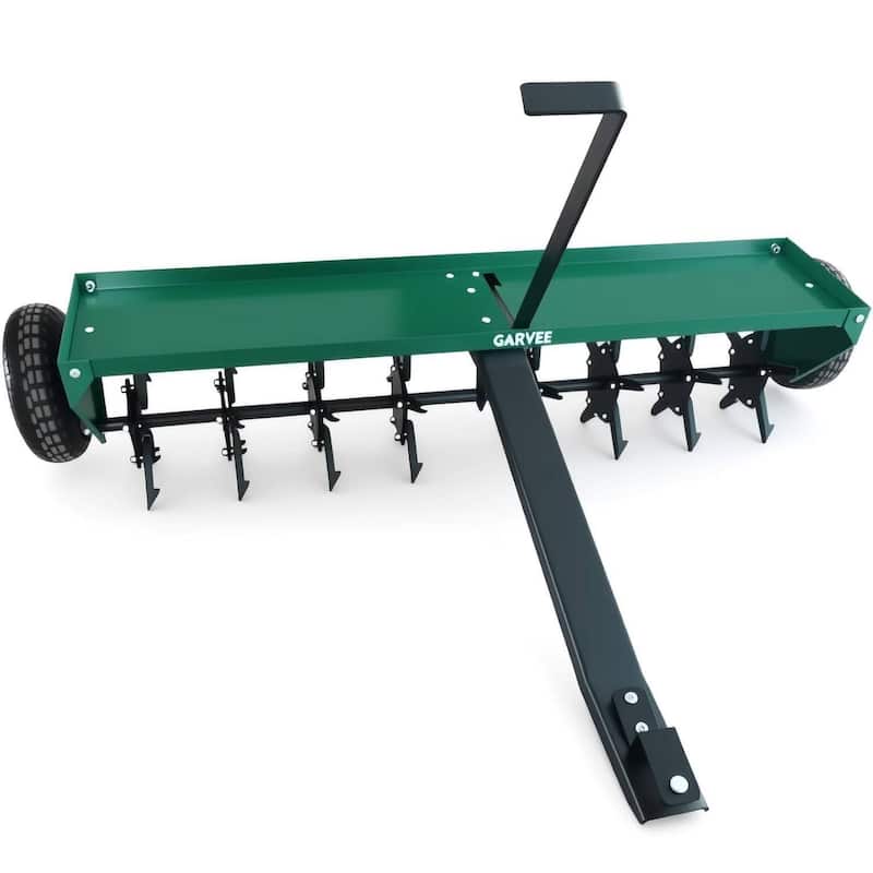 48 in Tow Behind Core Aerator, Pull Behind Plug Aerator for Grass Yard Clay Soil - Green