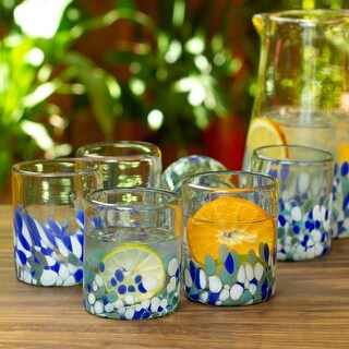 Novica Handmade Blue Cool Glass Rocks Glasses (Set Of 6) - Bed Bath ...