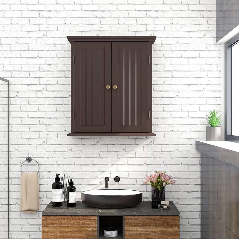 Bathroom Wall Cabinet, Over The Toilet Space Saver Storage Cabinet - 8.8"D x 21.1"W x 24"H