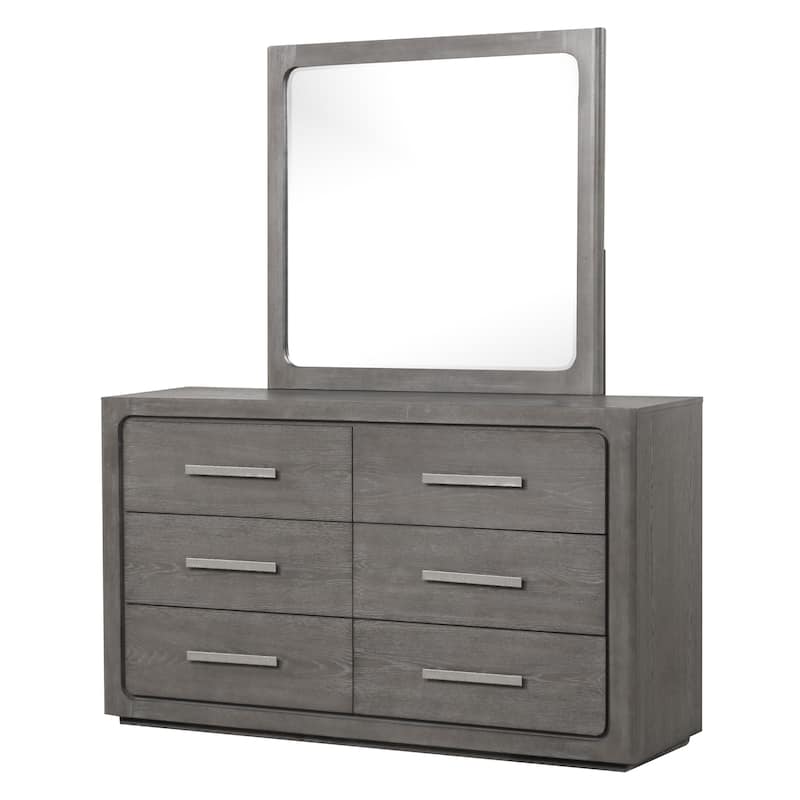 Furniture of America Sorelle Modern 2-piece Solid Wood Dresser and Mirror Set