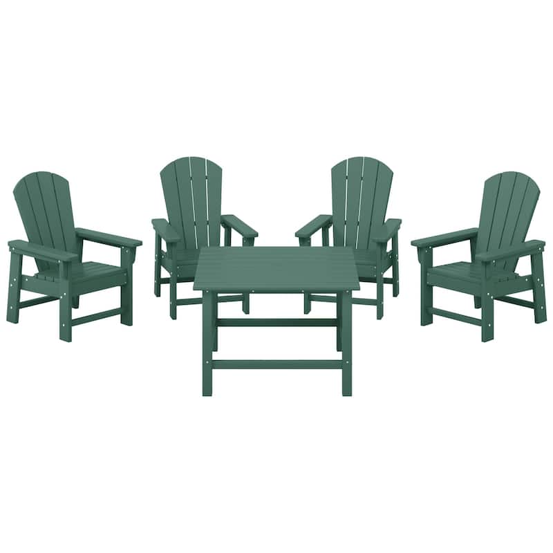 Laguna Kids Adirondack 5-Piece Square Table Dining Set - Dark Green