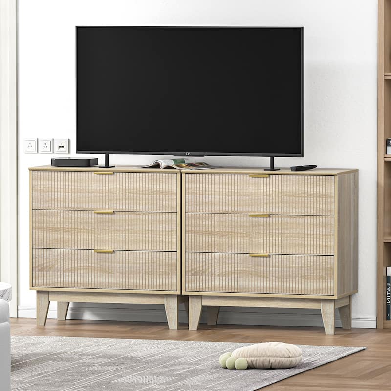 Anmytek Modern 3-Drawer Dresser Wood Chest of Drawers Storage Cabinet for Bedroom