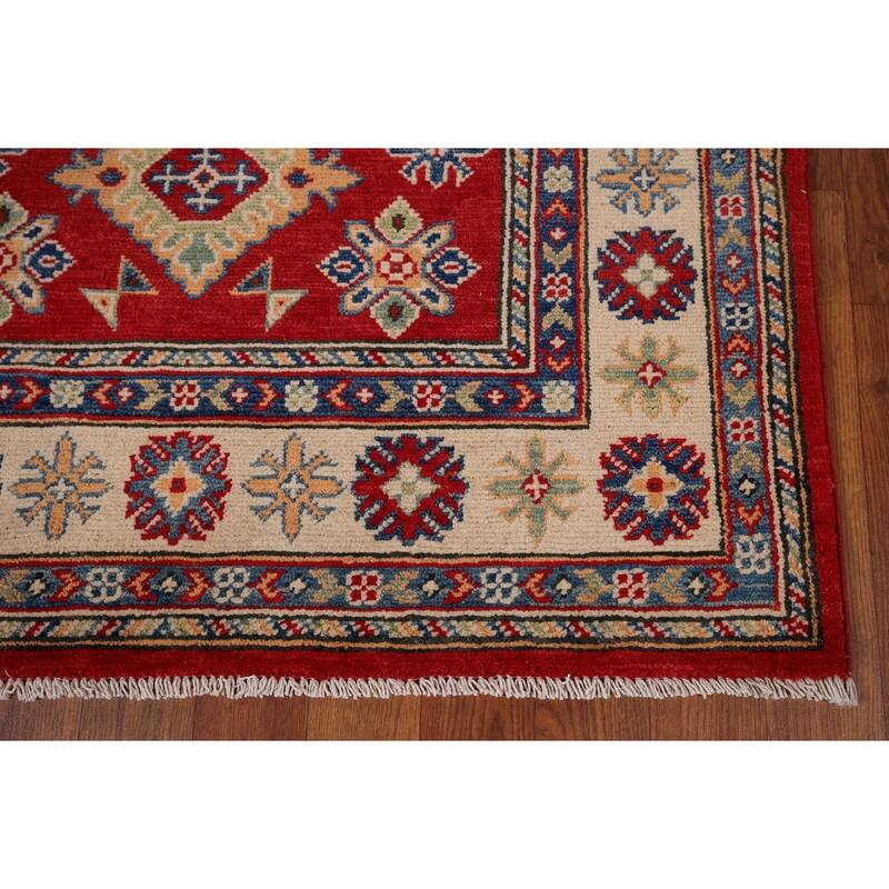 Oriental Red Kazak Accent Rug Handmade Wool Carpet - 3'4" x 4'11"