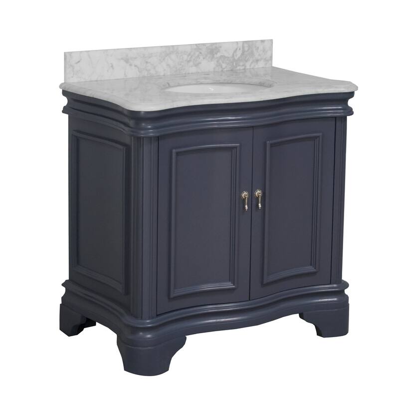 KitchenBathCollection Katherine 36" Bathroom Vanity with Carrara Marble Top