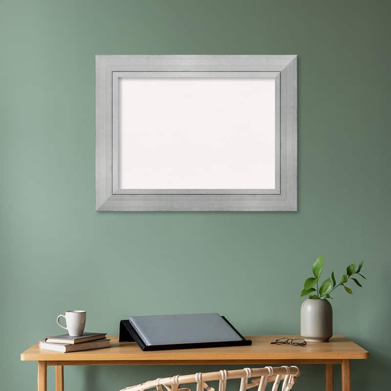 Romano Silver Wood Framed White Corkboard Bulletin Board
