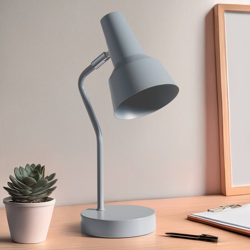 Desk Lamp with Cone Shade and Gooseneck - 15.25" - Gray