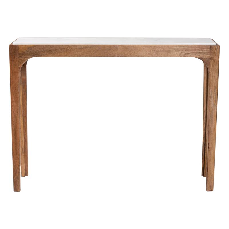Lluvia Slim Marble Console Table - Modern Accent Table with Mango Wood Frame for Entryway, Hallway, or Living Room