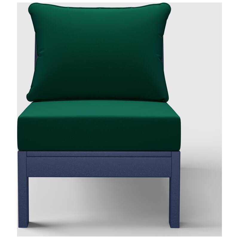 Birchwood All Weather HDPE Outdoor Patio Deep Seating Navy Blue Armless Chair With Cushions (1-Piece)