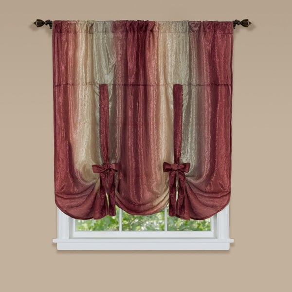 slide 2 of 4, Achim Ombre Window Curtain Tie-up Shade Red