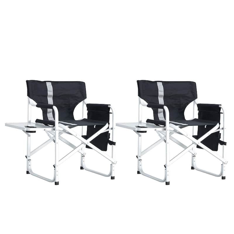 2-piece Folding Lightweight Oversized Directors' Chairs - Black